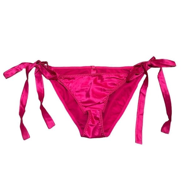NWT SKIMS Woven Shine Tie Side Brief In Pink Raspberry Sexy Baby Doll Lingerie - Picture 6 of 9